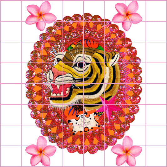 Orange Embroidered Tiger